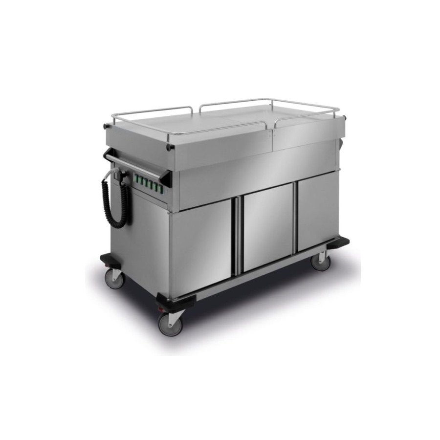 BAIN-MARIE VEŽIMĖLIS SU SLANKIOJANTIS VIRŠUS 3 X GN 1/1 & ŠILDYMO SPINTA