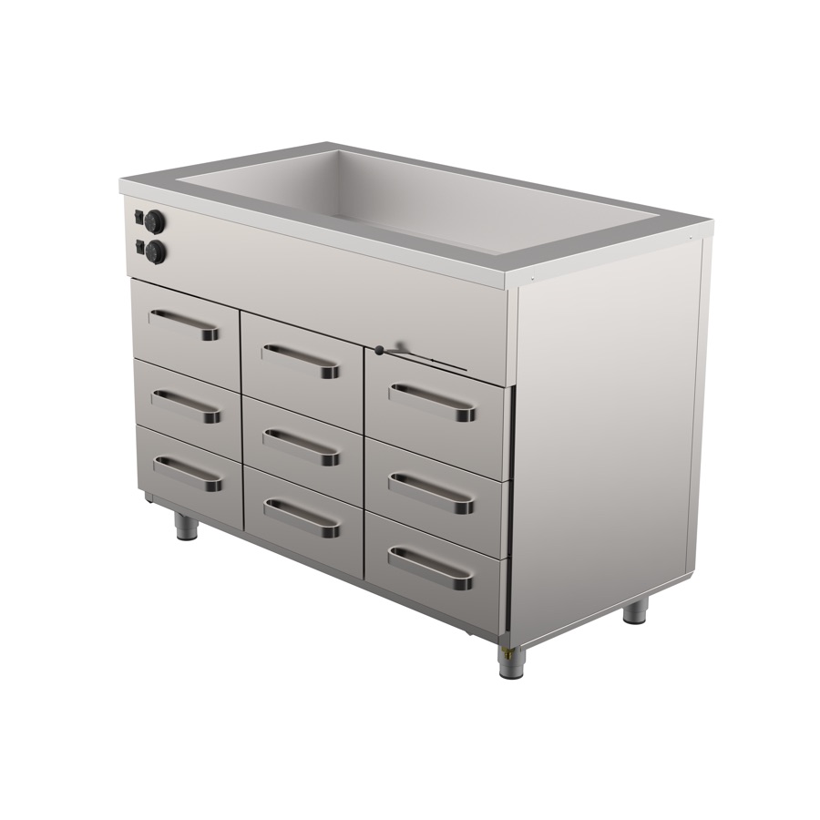 BAIN-MARIE SU ŠILDYMO SPINTELE 9 STALČIAI 1600MM